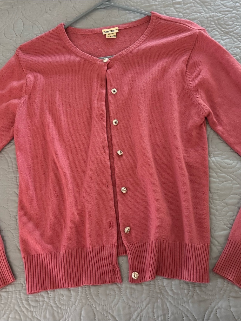 Cherokee Rose Pink Button-Front Cardigan girls XL 14/16